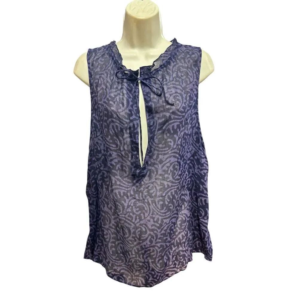 St. Roche Sheer Tie Front Top in Lavender/Black NWT Size Medium